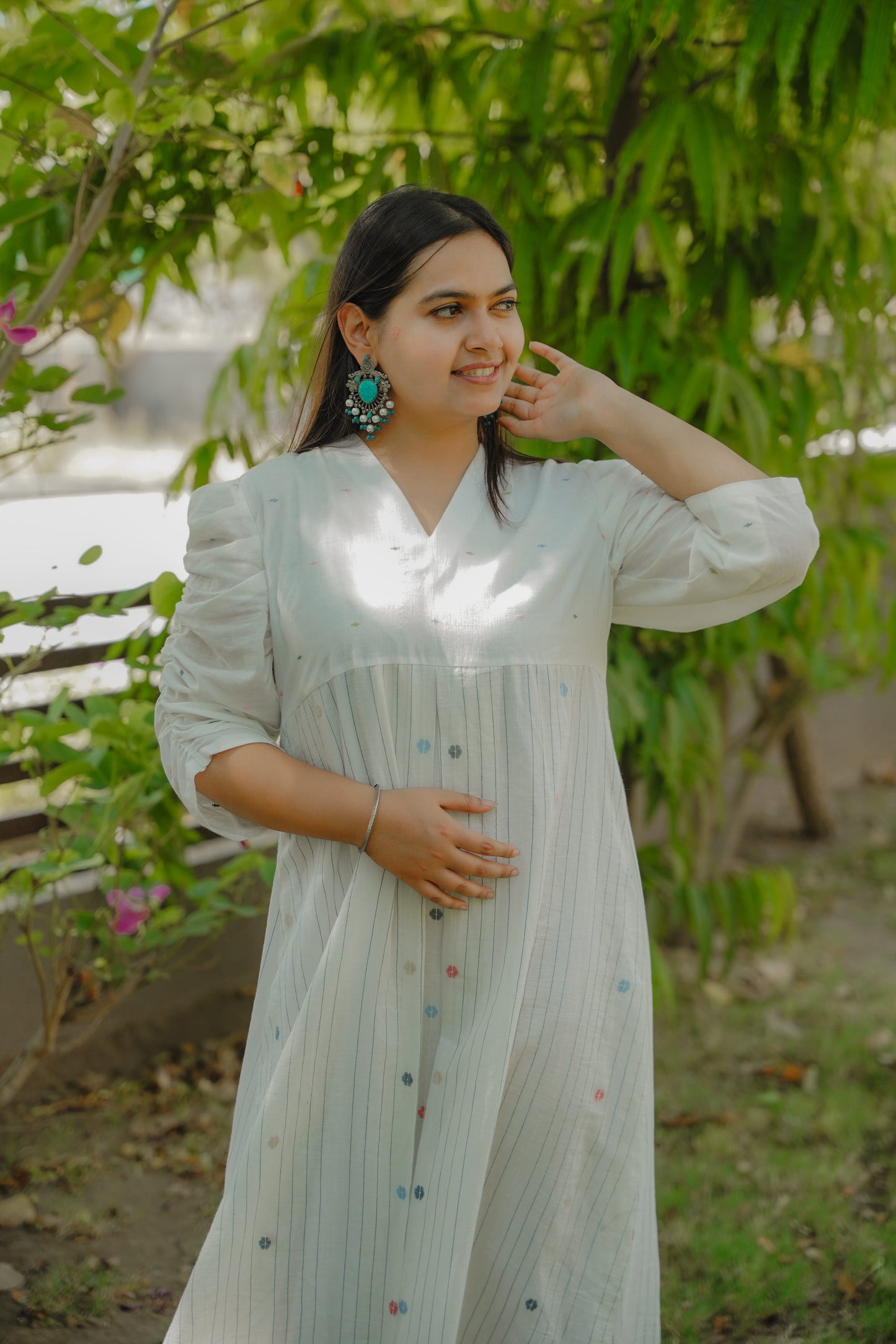 Noor Jamdani puff Sleeve Dress