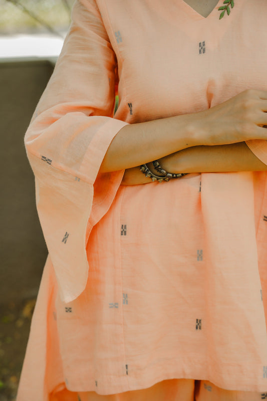 Surkh Peach Jamdani Co-ord Set