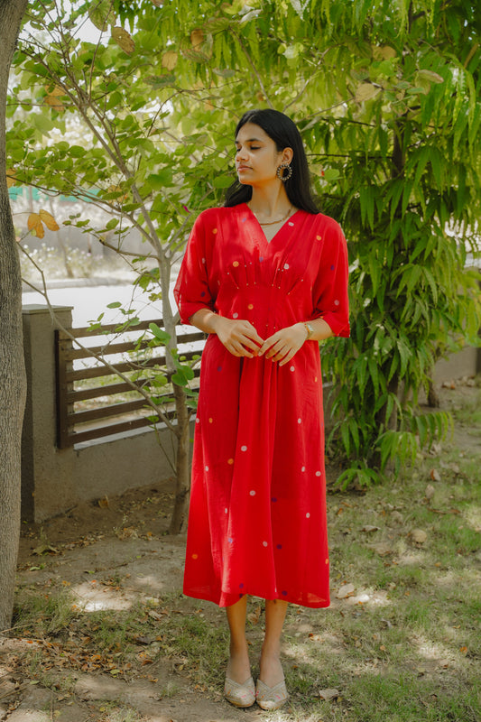 Laal mehfil kaftan style dress