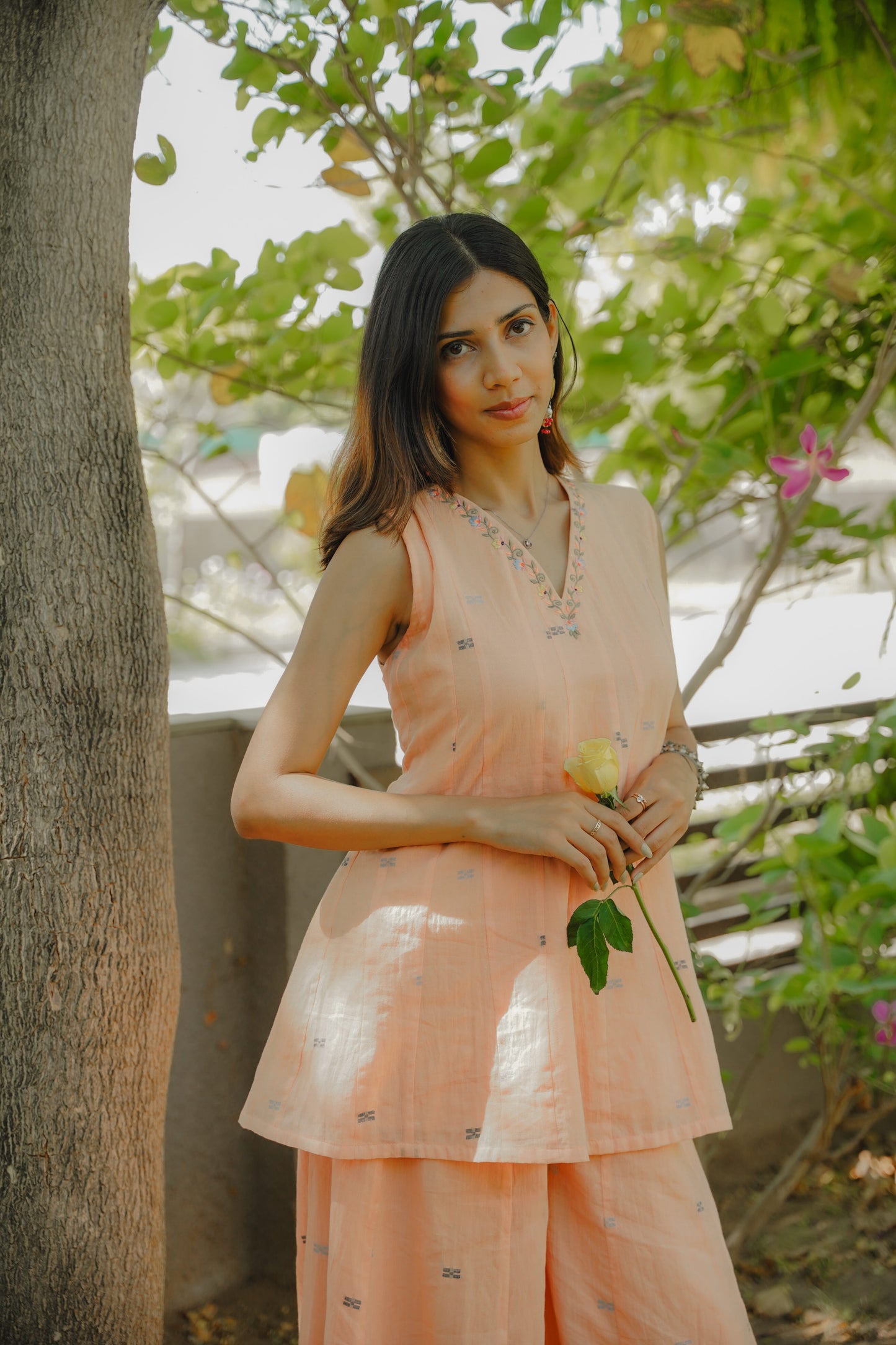 Peach pankhuri jamdani sharara