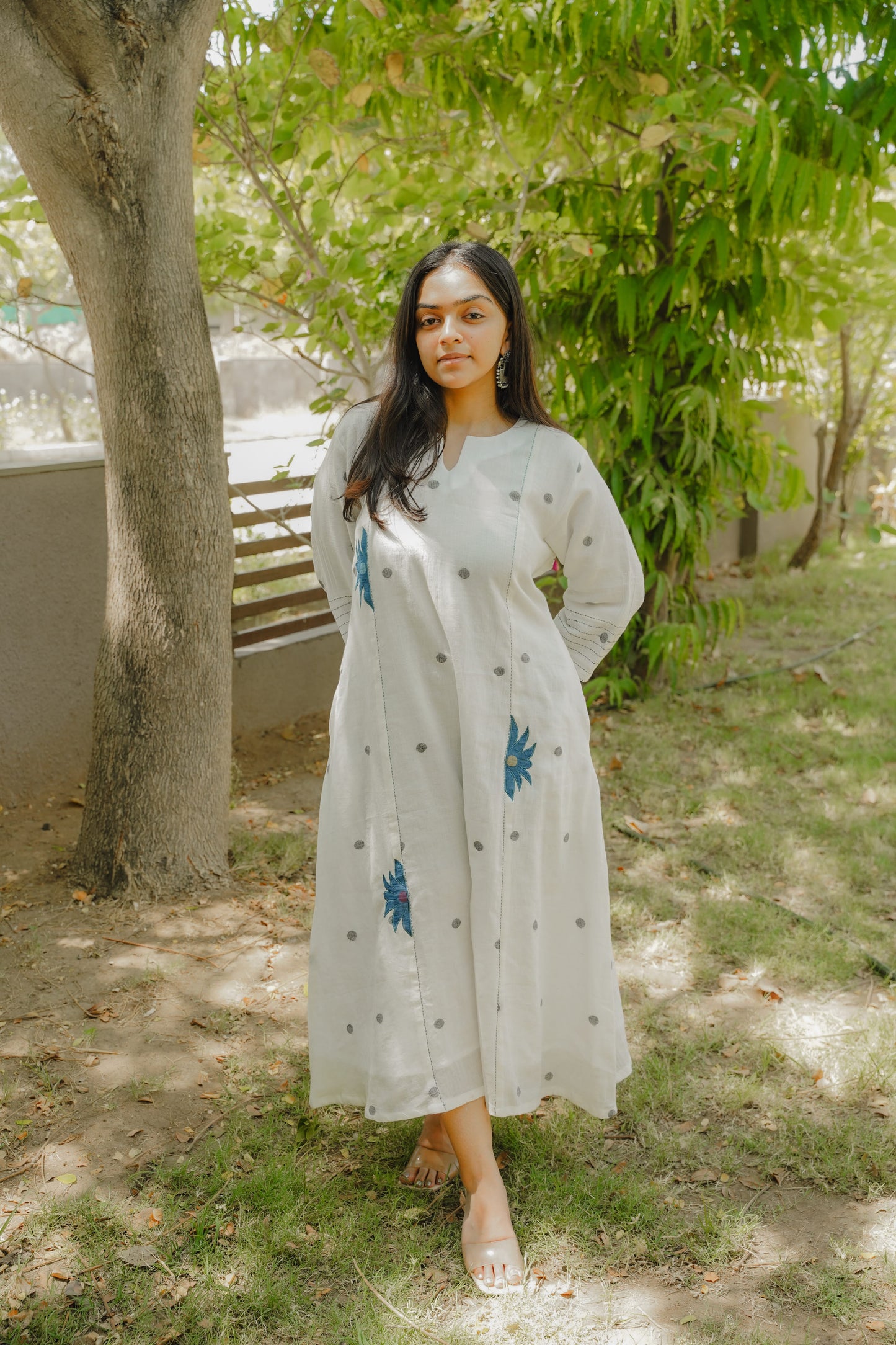 Blue Petal Jamdani Dress
