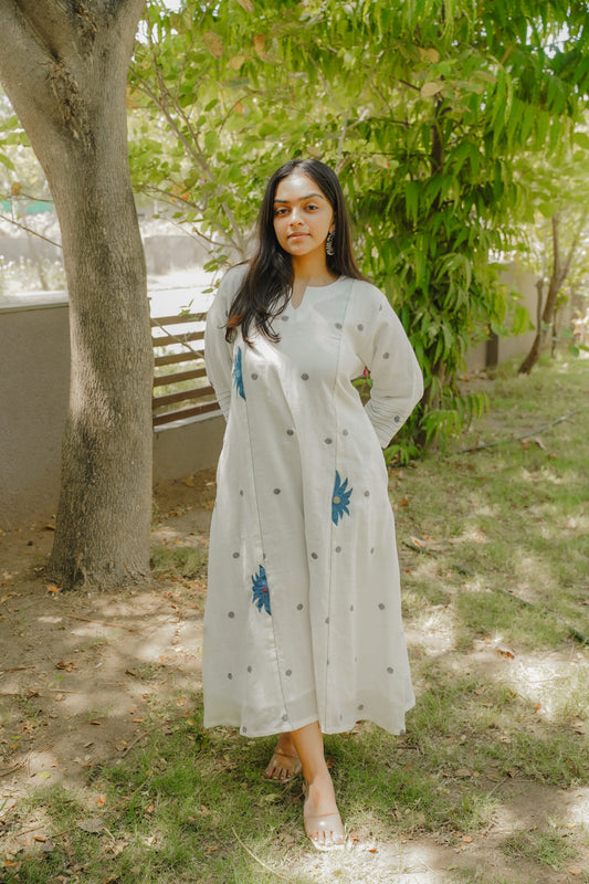 Blue Petal Jamdani Dress