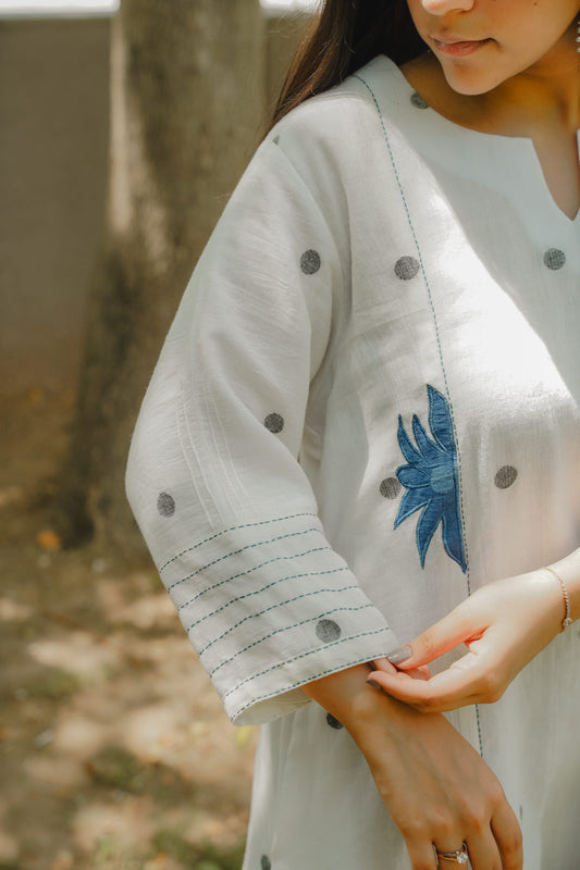 Blue Petal Jamdani Dress