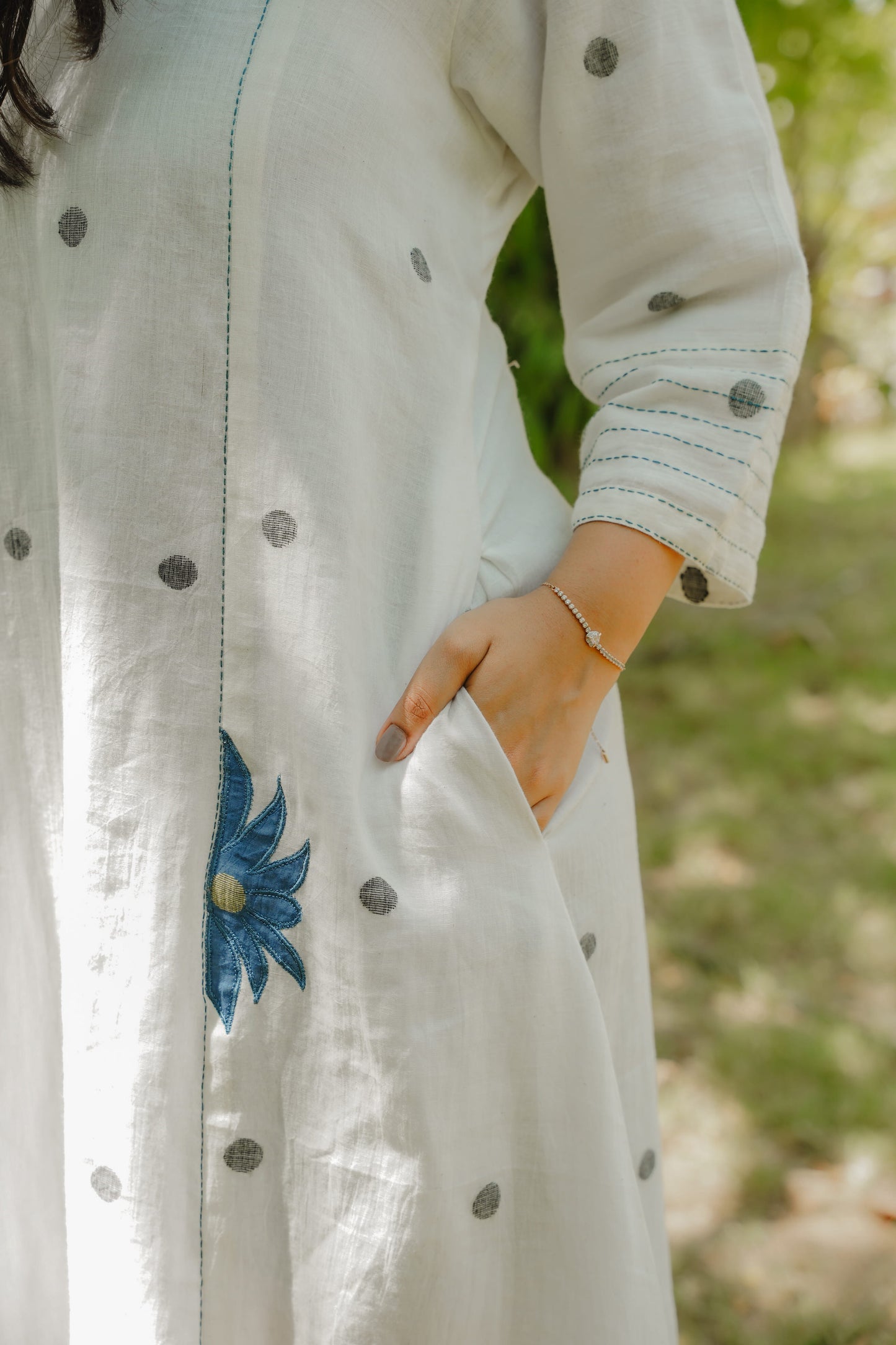 Blue Petal Jamdani Dress
