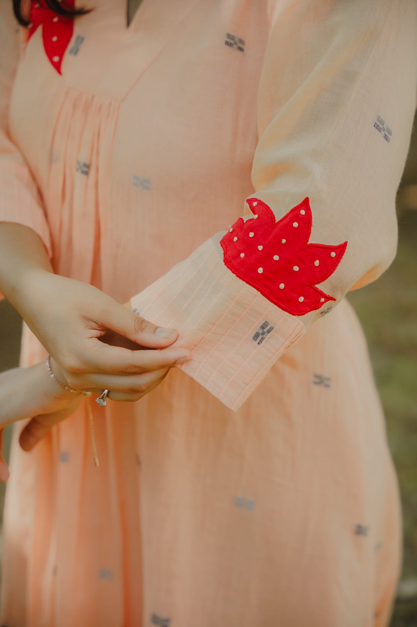 Amber peach jamdani dress