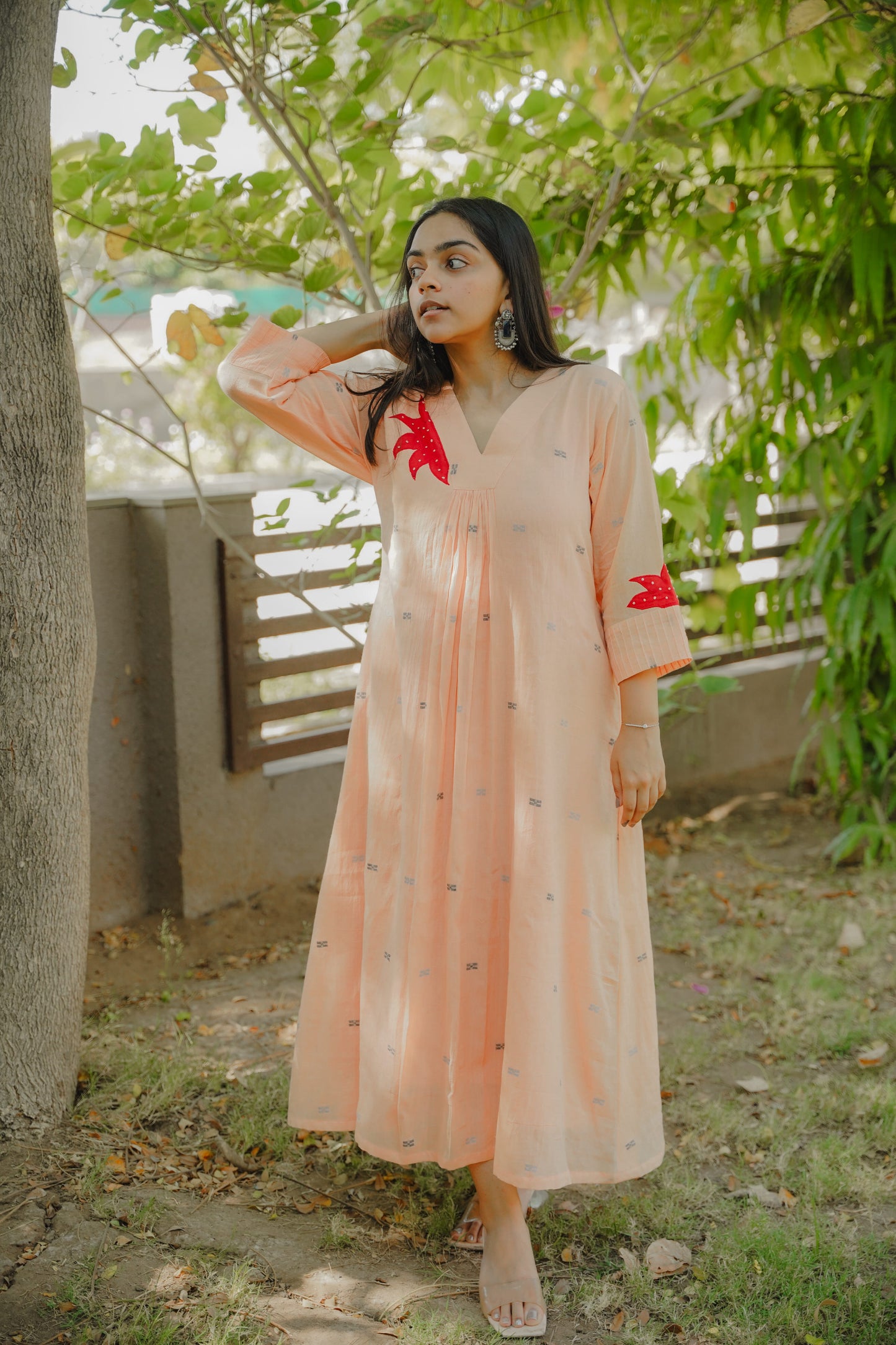 Amber peach jamdani dress