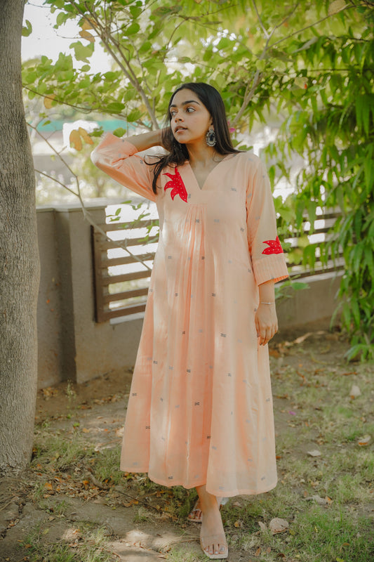 Amber peach jamdani dress