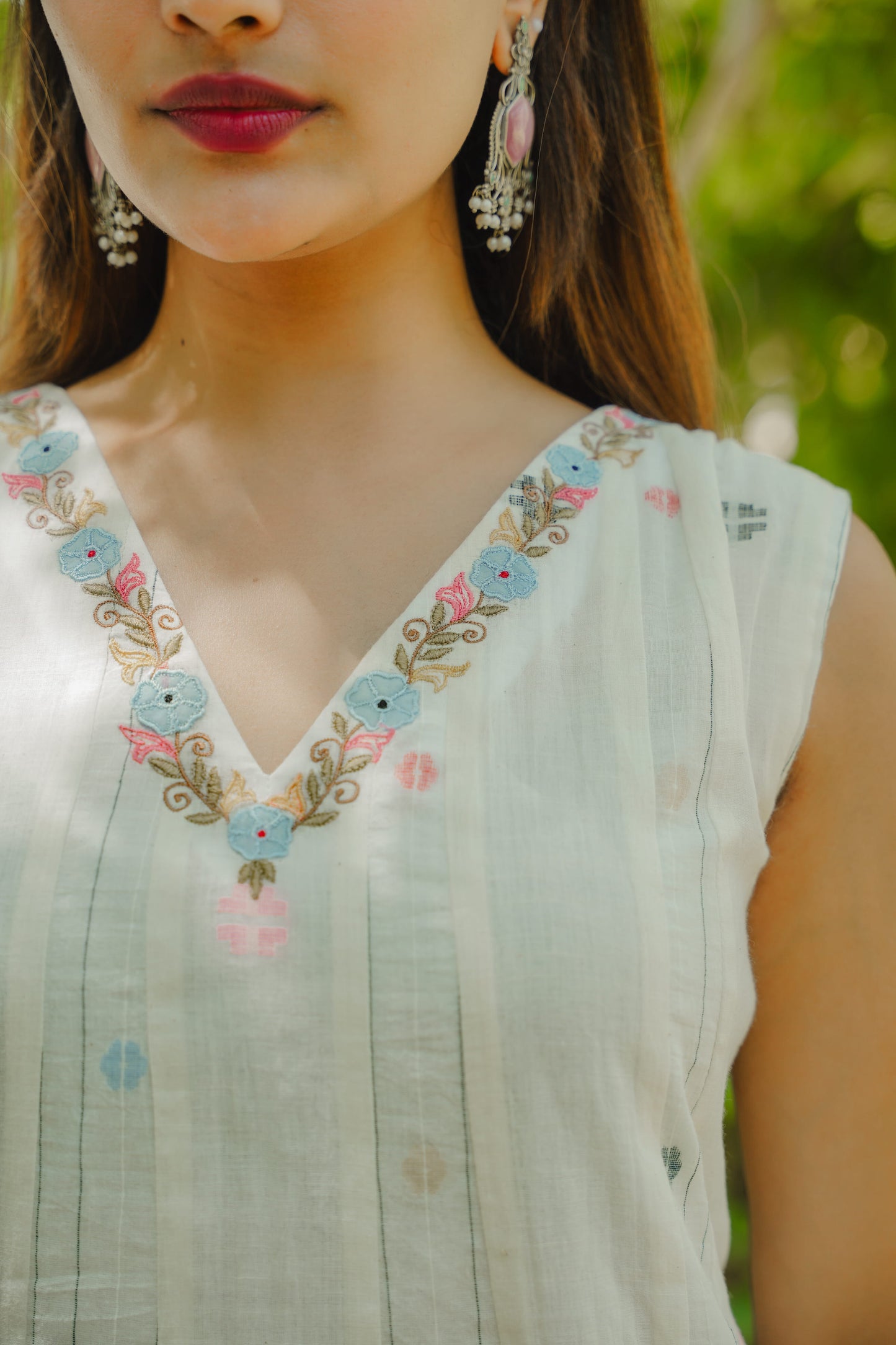 Sufi white jamdani co-ord set