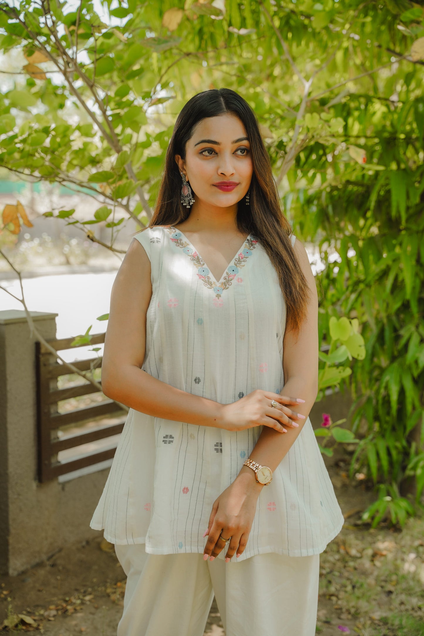 Sufi white jamdani co-ord set