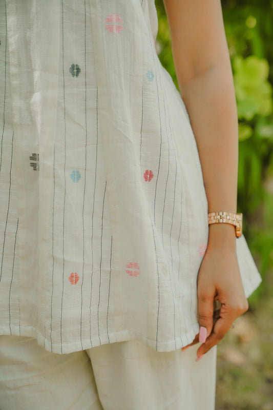 Sufi white jamdani co-ord set
