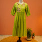 Lime Floral Khadi One Piece