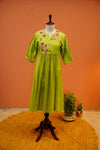 Lime Floral Khadi One Piece