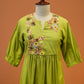 Lime Floral Khadi One Piece