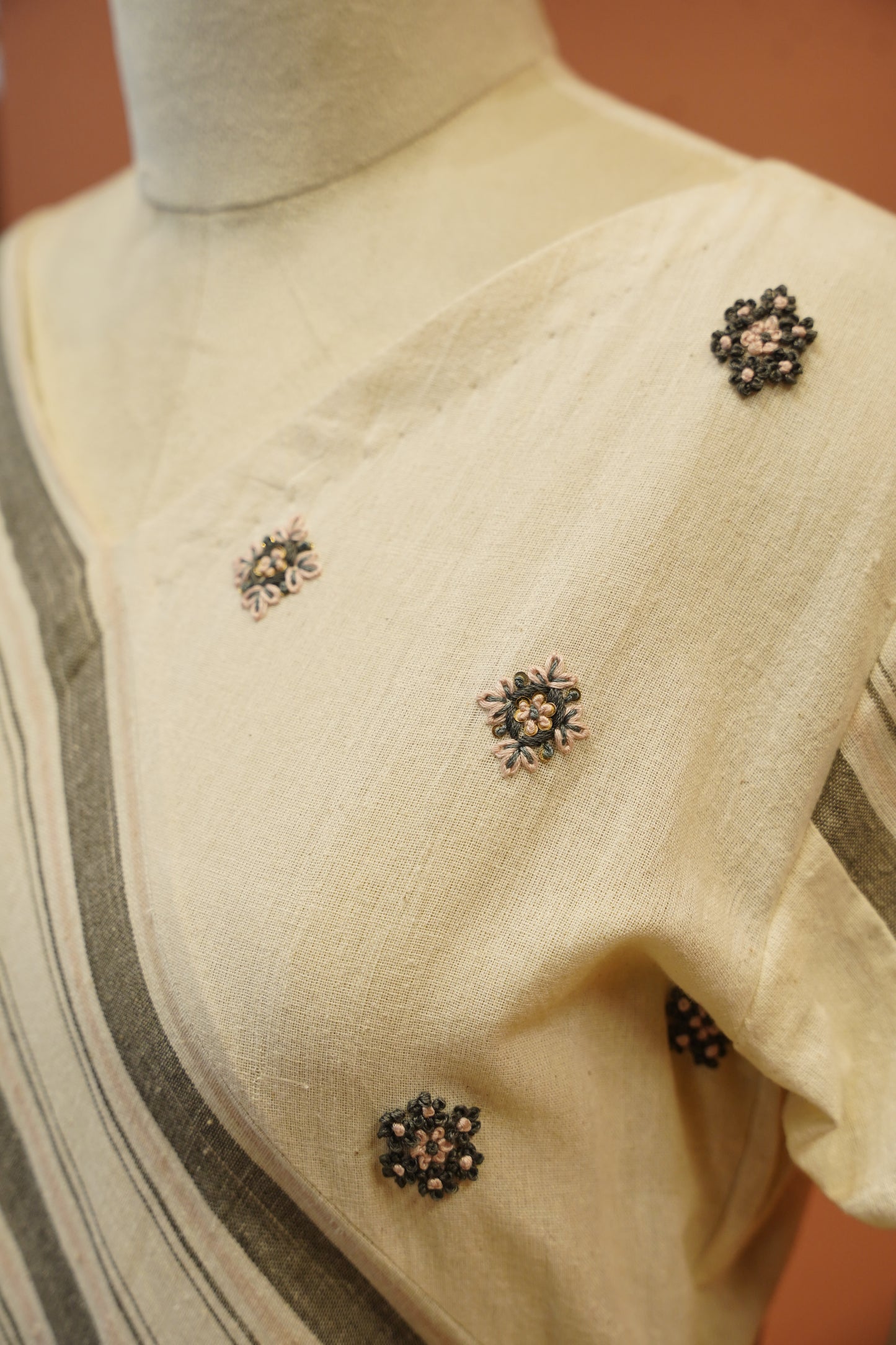 Striped Khadi Panel Dress