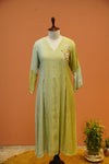 Lush Green Floral Embroidered A-Line Kurta