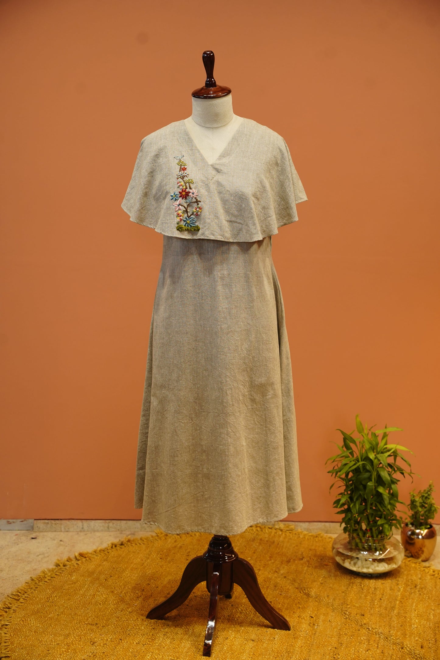 Grey Floral Handloom One Piece