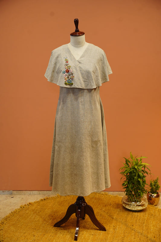 Grey Floral Handloom One Piece