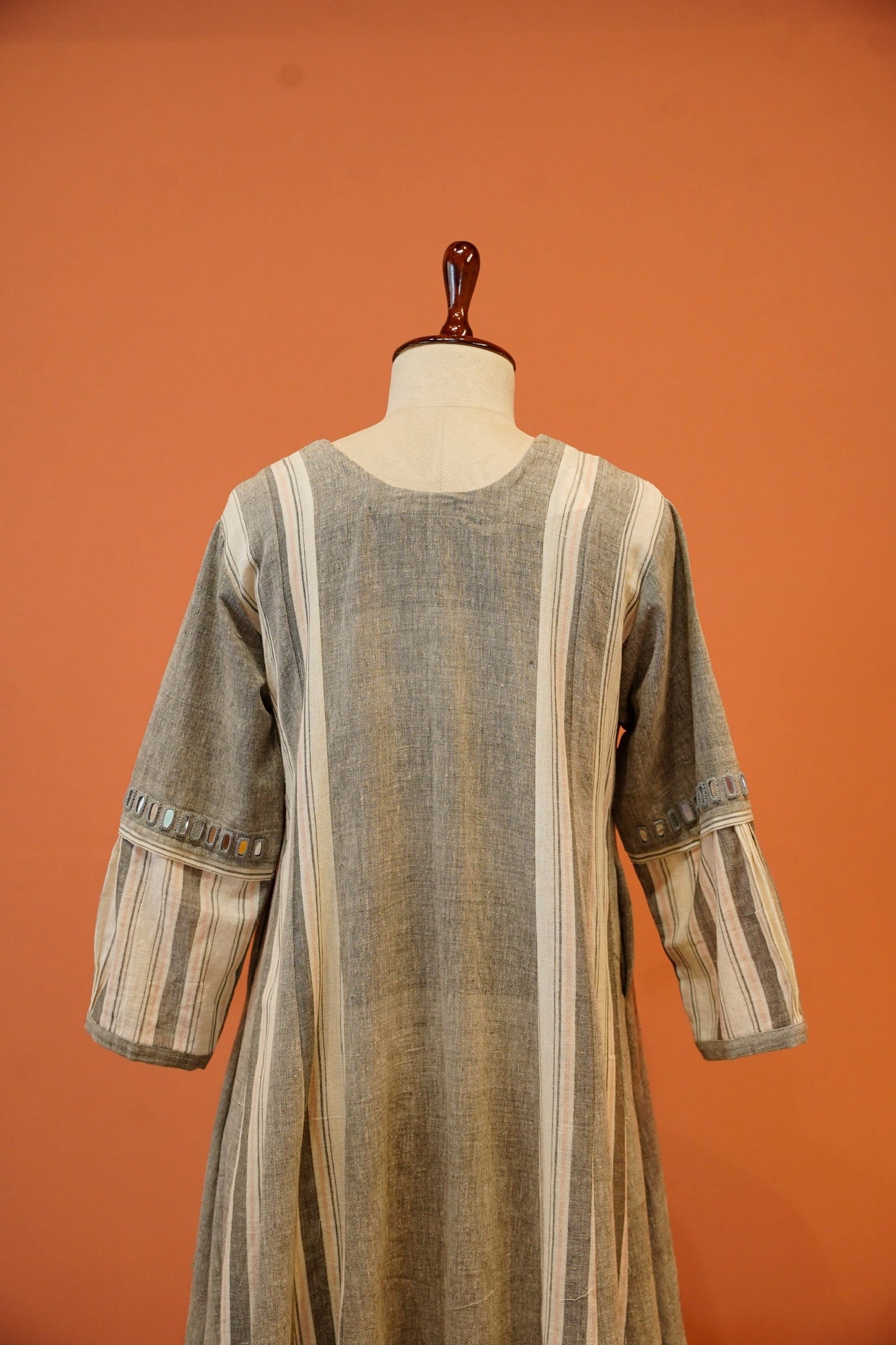 Grey Mirror Work Handloom Dress