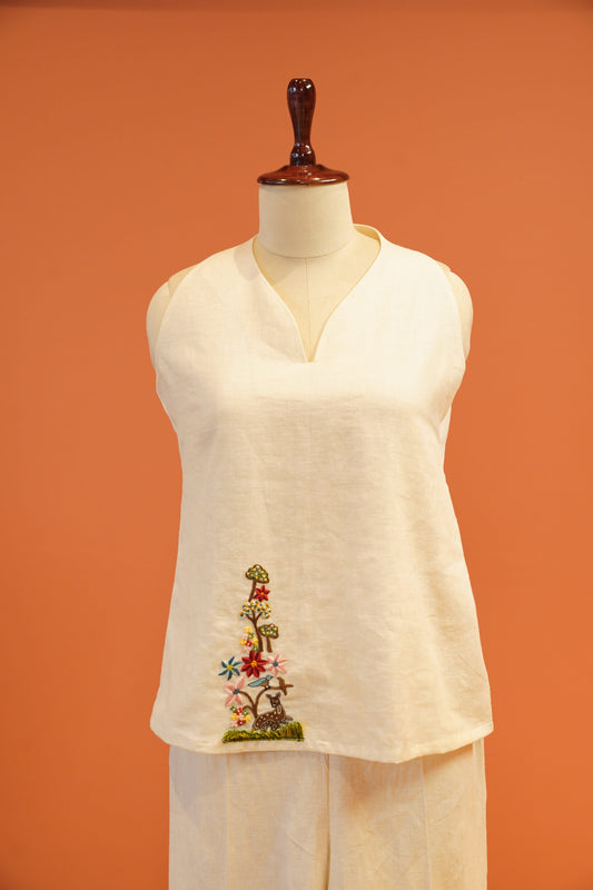 Ivory Bloom Linen Co-ord Set