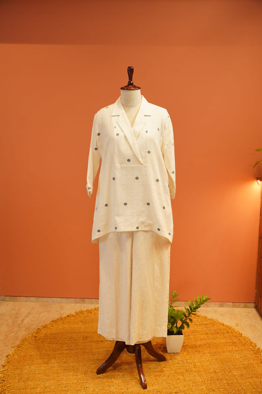 Ivory Dot Jamdani Co-ord Set