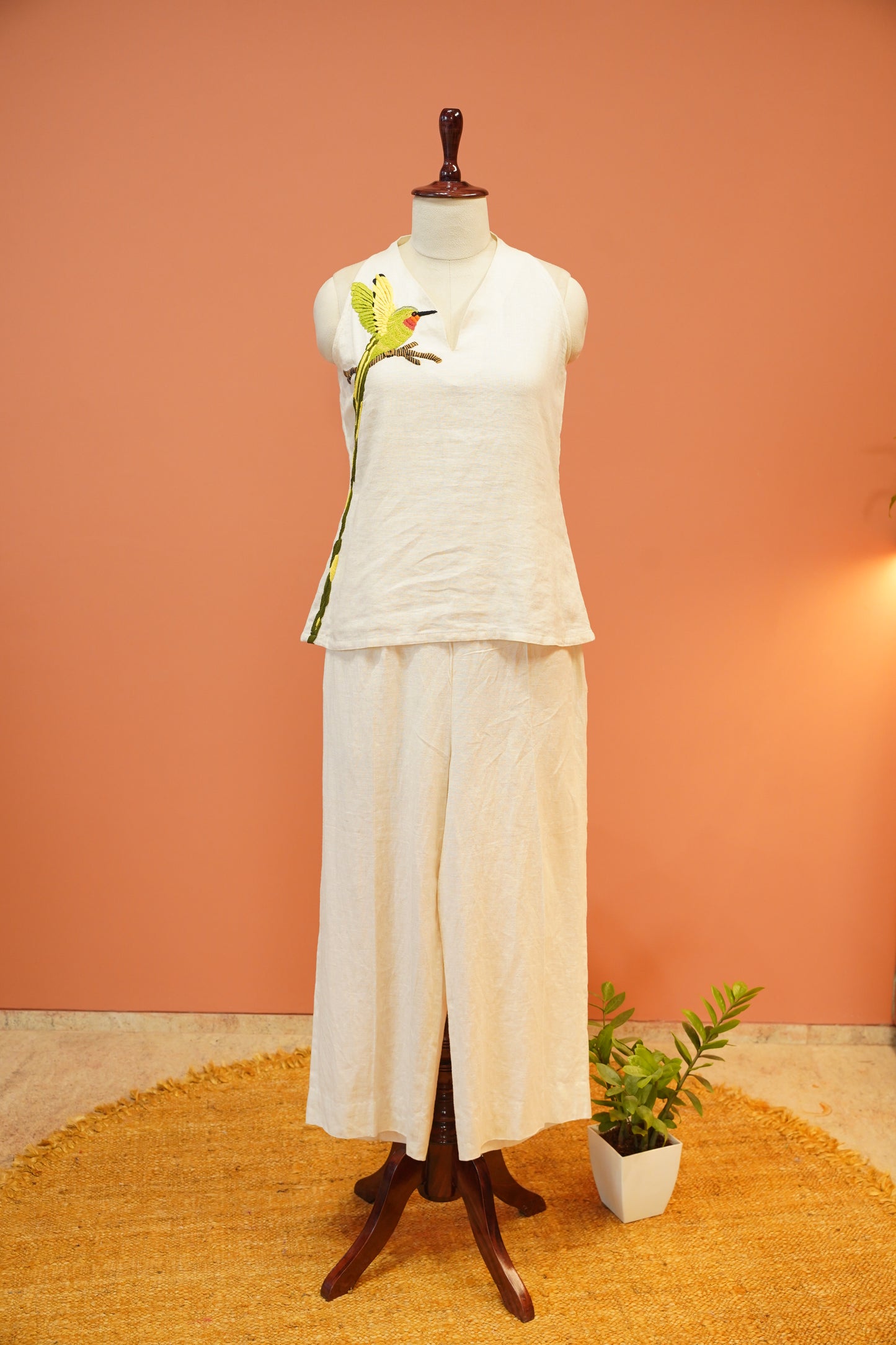 Ivory Bird Linen Co-ord Set
