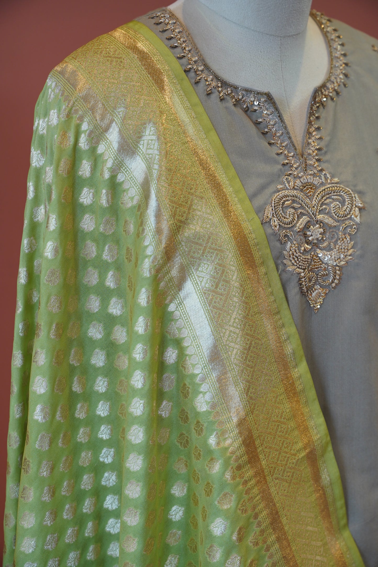 Chaandni Grey Banarasi Sharara set