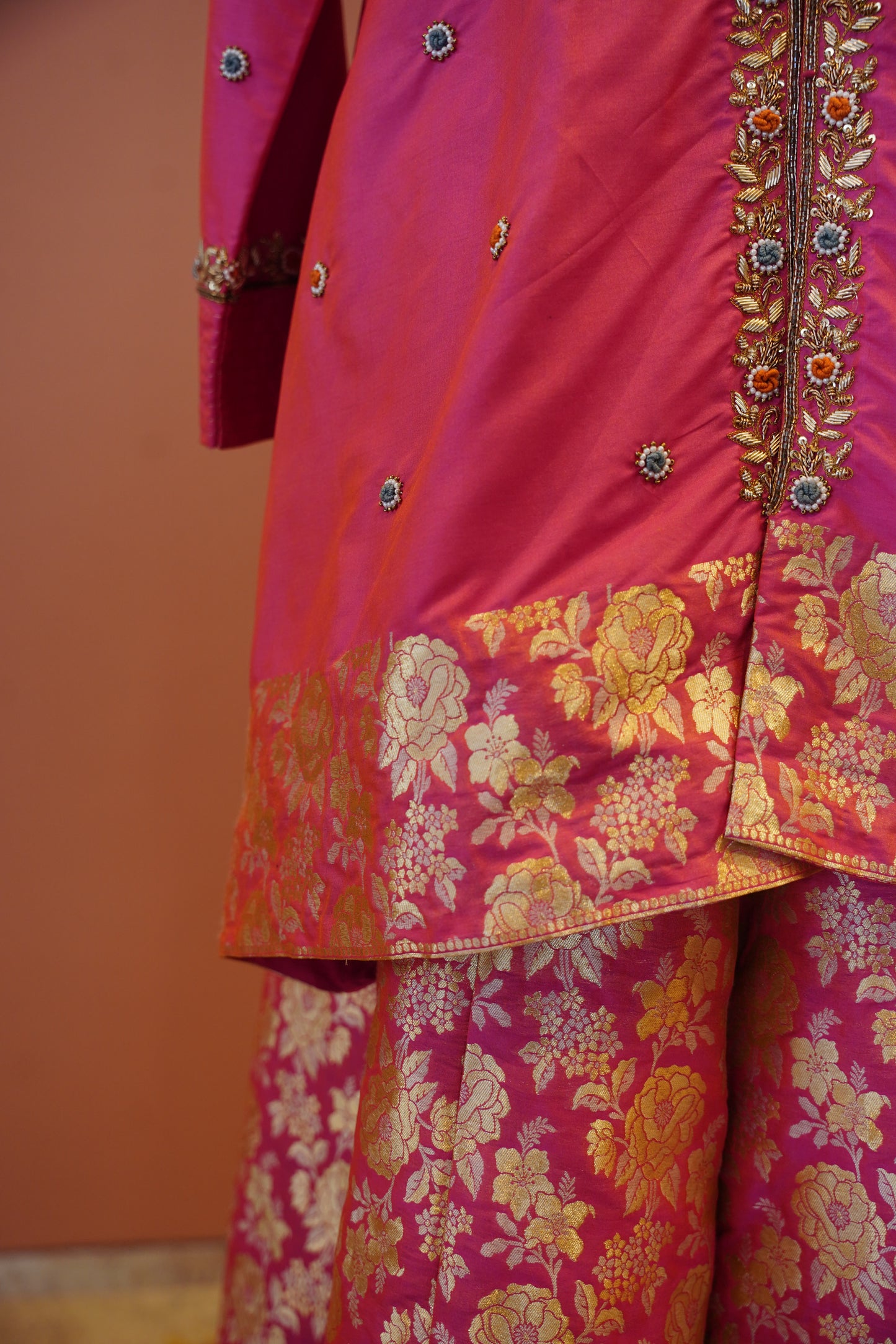 Gulnaar Silk Banarasi Sharara Set