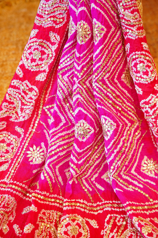 Pink Blossom Bandhej Dupatta