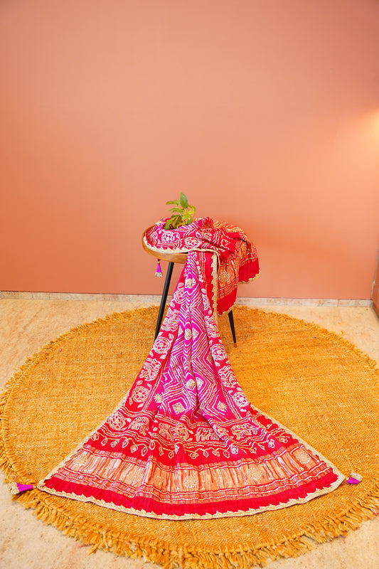 Pink Blossom Bandhej Dupatta