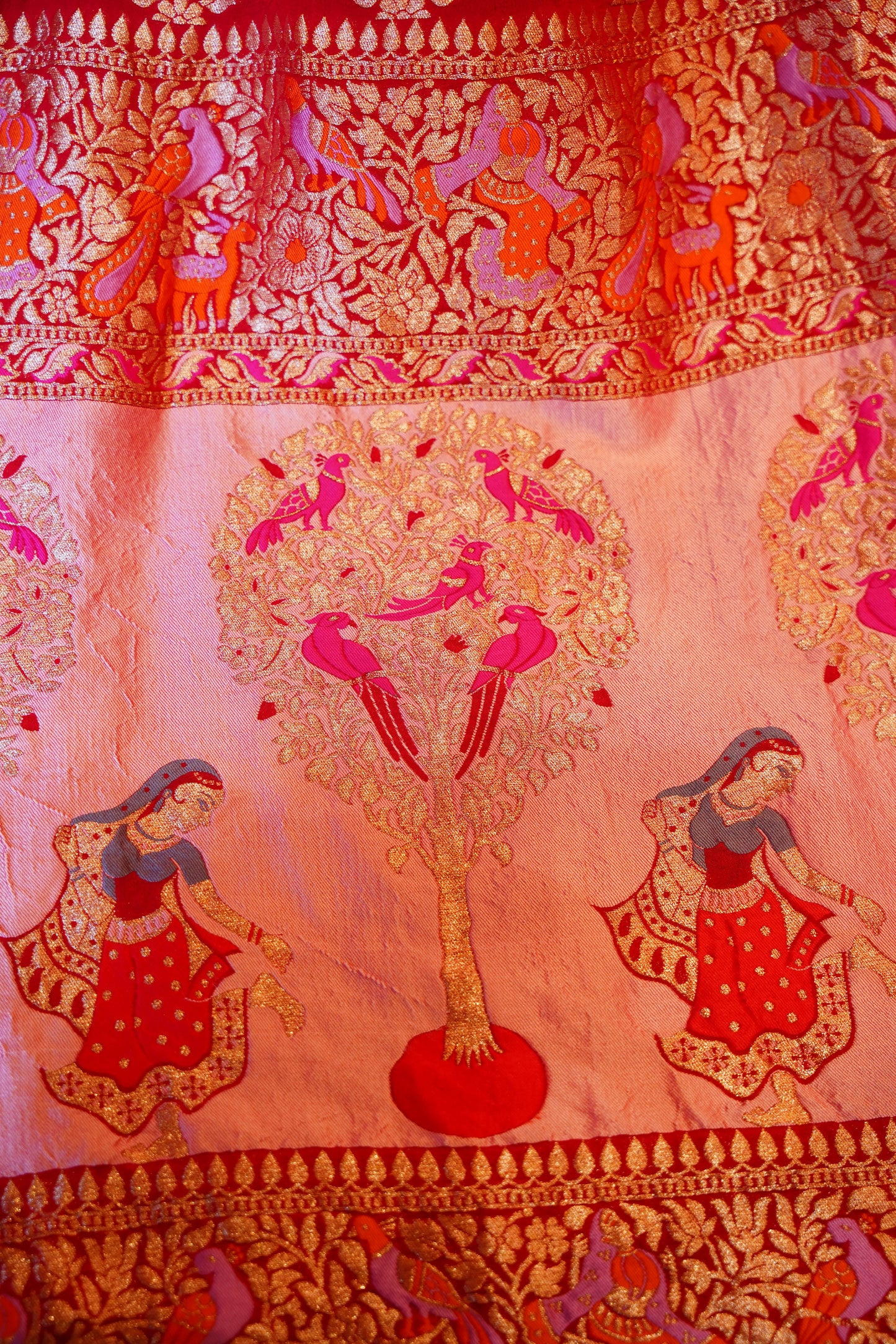 Red bandhej gharchola duppata