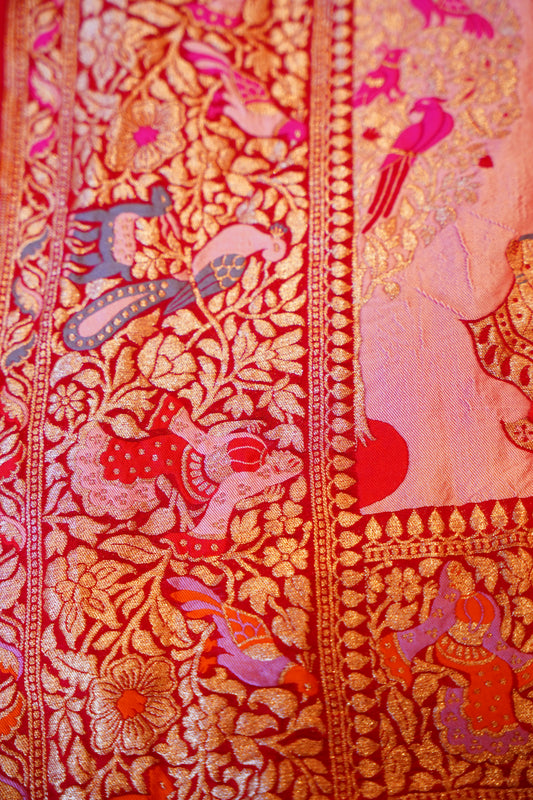 Red bandhej gharchola duppata