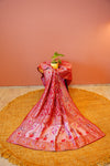 Red bandhej gharchola duppata