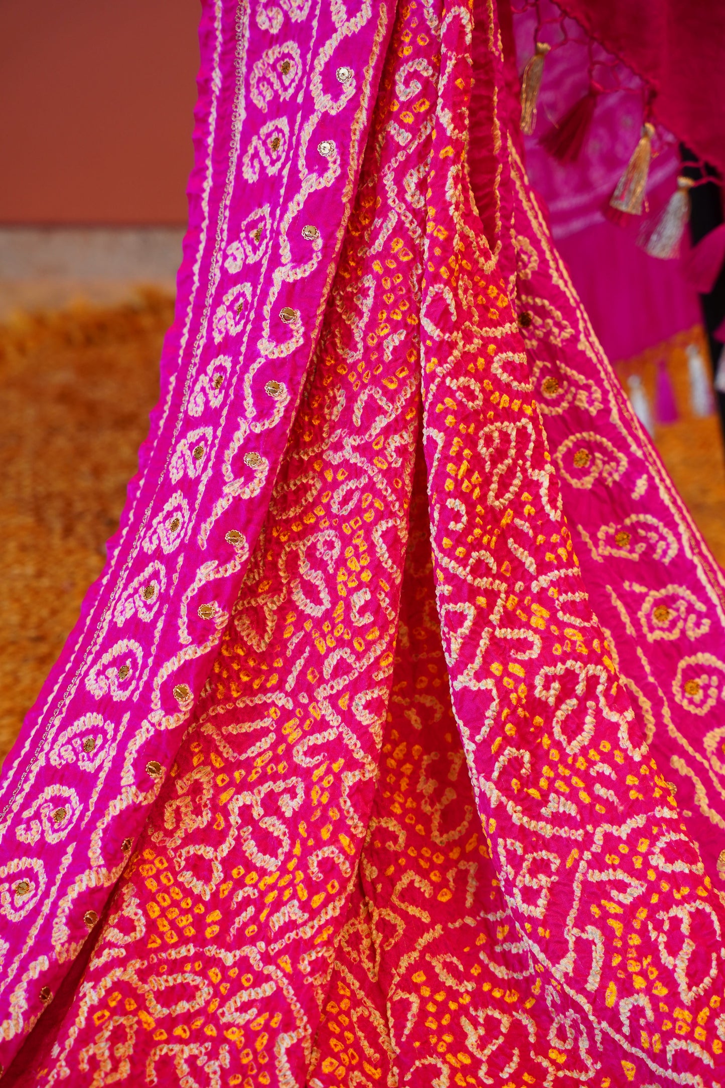 Rani Pink Bandhej Dupatta