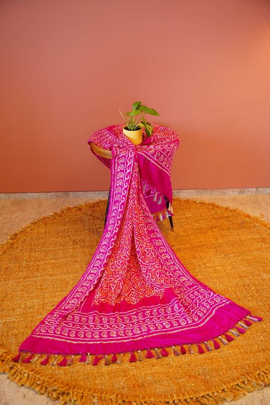 Rani Pink Bandhej Dupatta