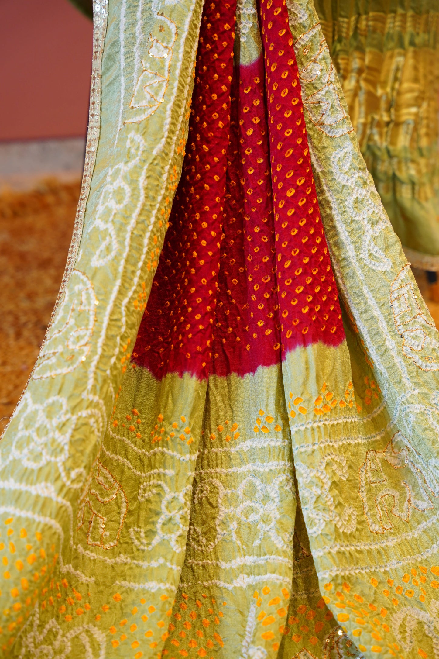 Mehendi Green Bandhej Dupatta