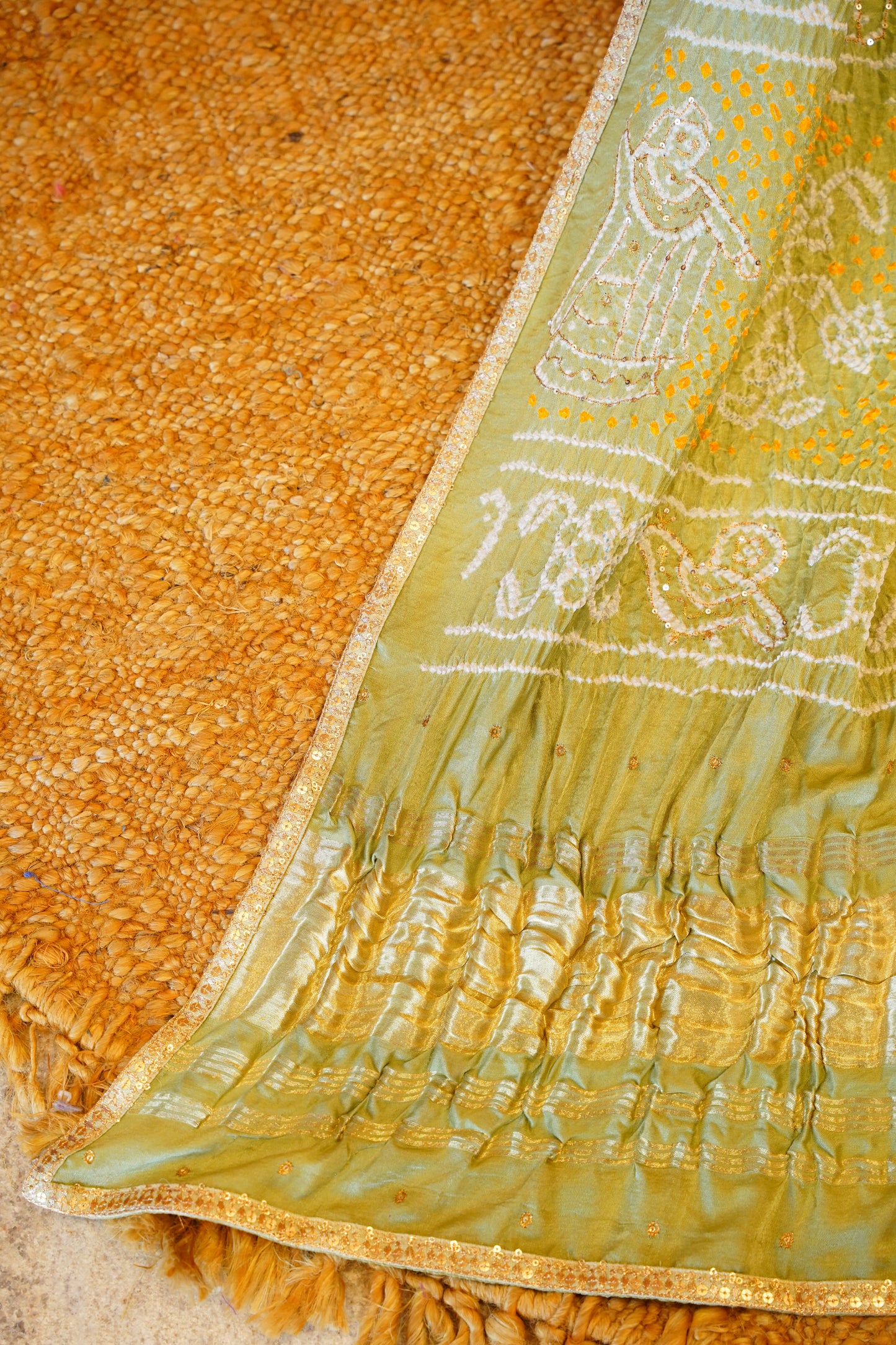 Mehendi Green Bandhej Dupatta