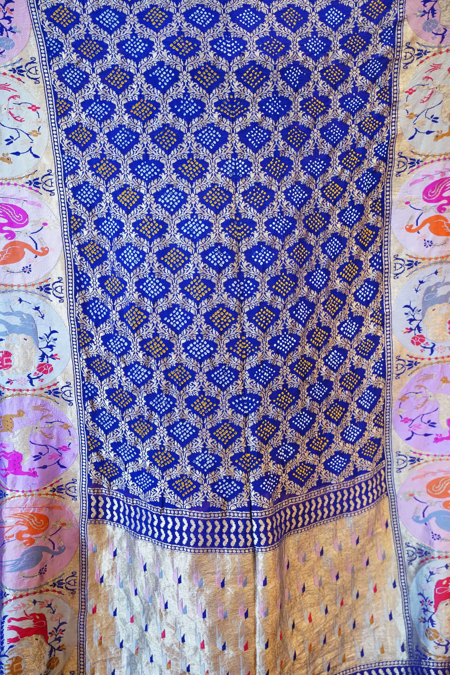 Royal Blue Bandhej Dupatta