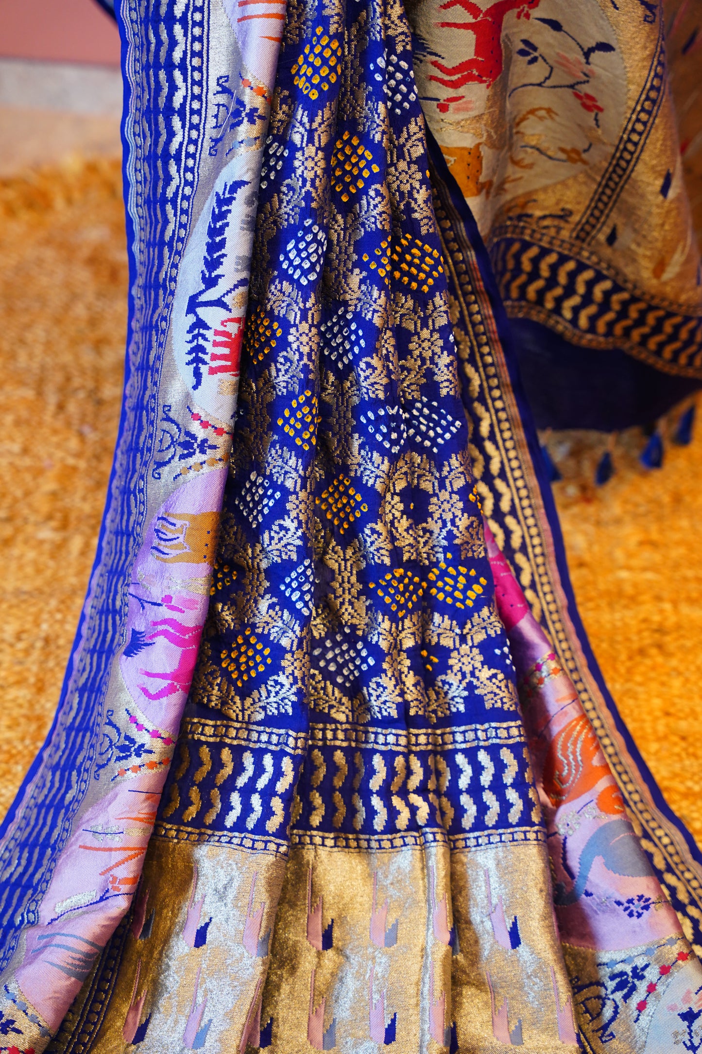 Royal Blue Bandhej Dupatta