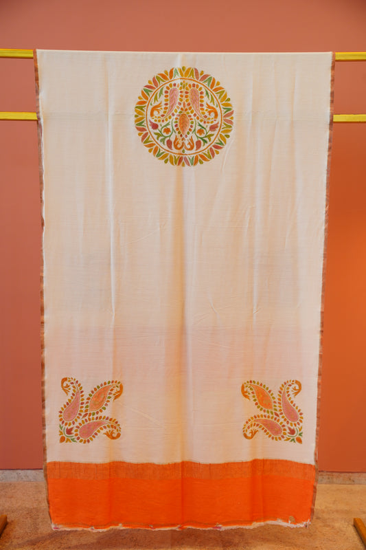 Ivory Paisley Munga Silk Dupatta