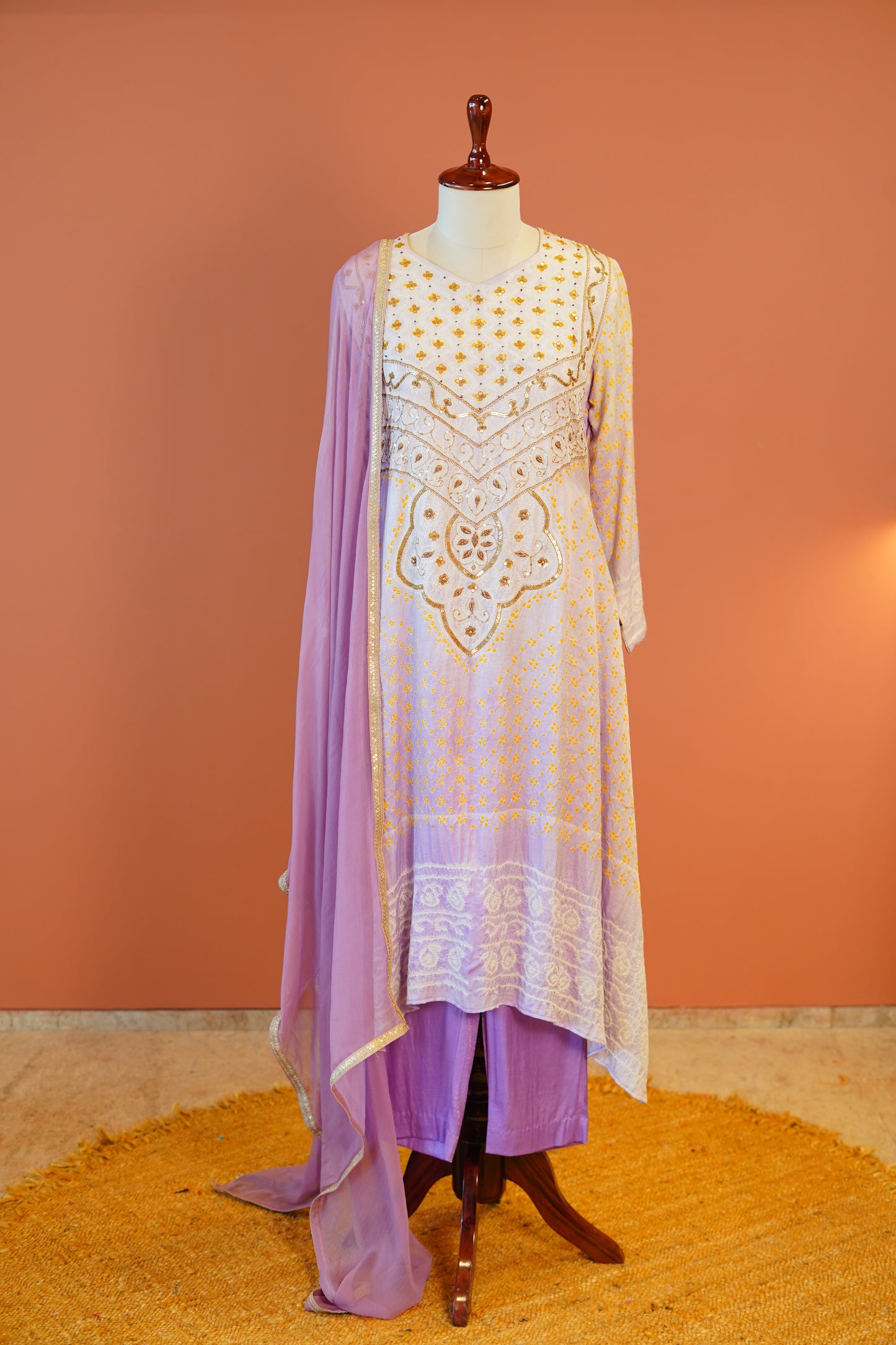 Lavender Bandhej Abha Set