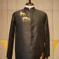 Midnight Black Raw Silk Safari Jacket
