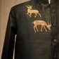 Midnight Black Raw Silk Safari Jacket