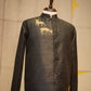 Midnight Black Raw Silk Safari Jacket