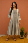 Grey Mirror Work Handloom Dress