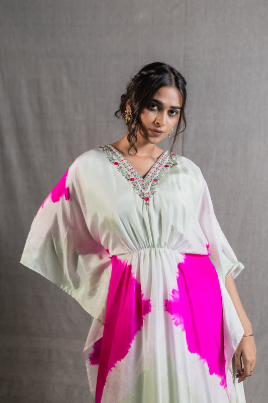 Ivory Bloom Shibori Kaftan