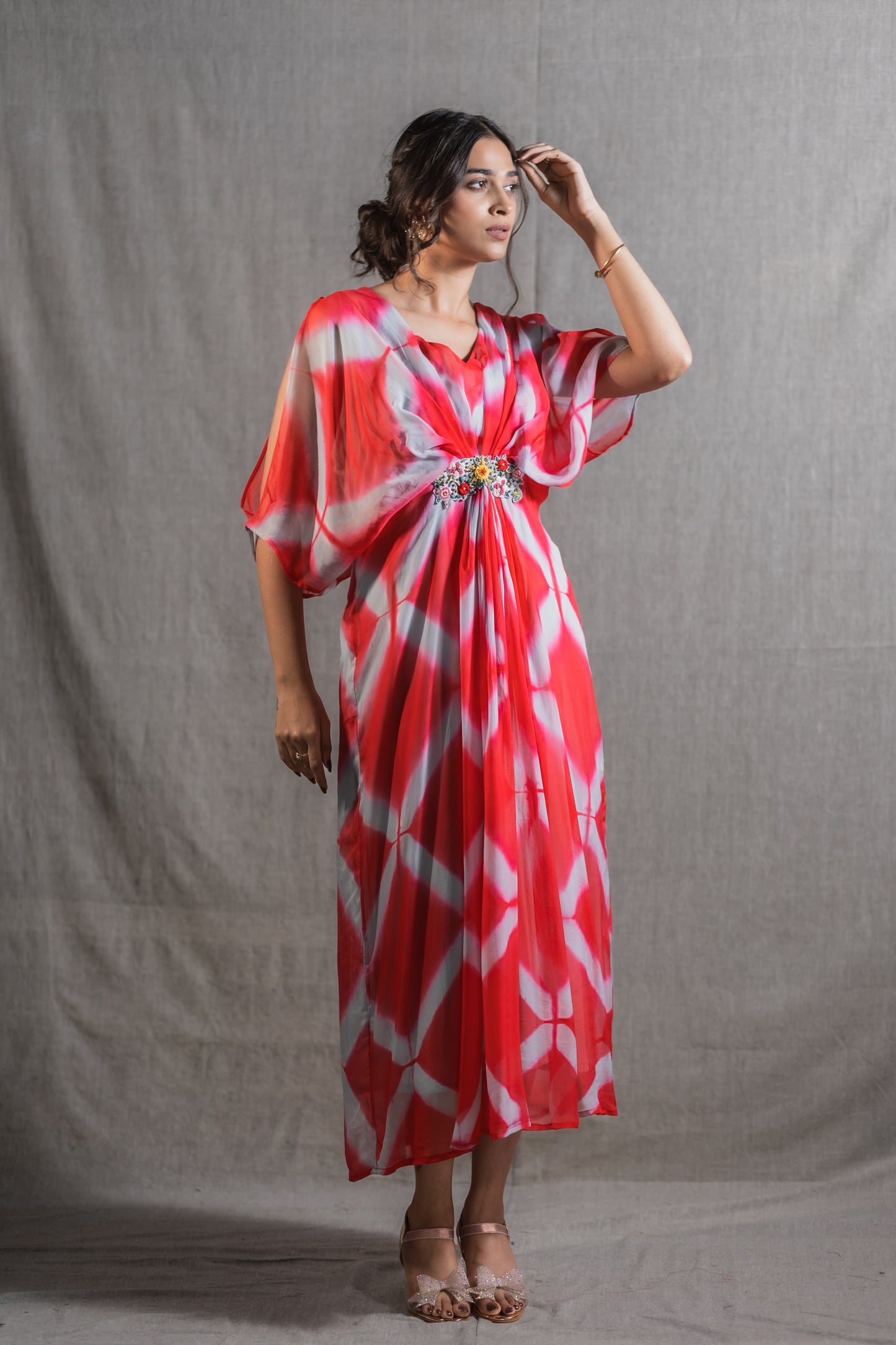 Ruby Organza Shibori Kaftan