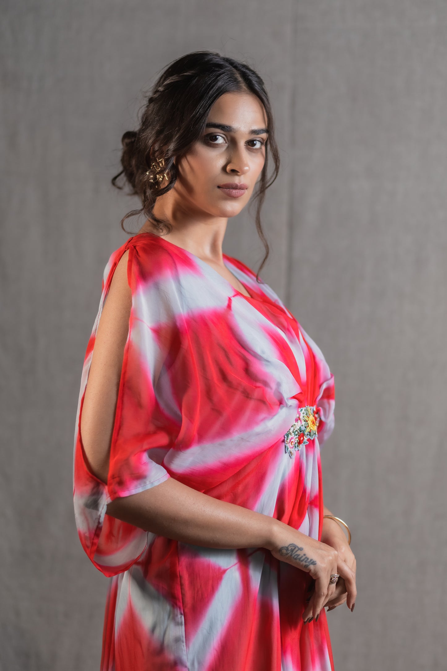 Ruby Organza Shibori Kaftan