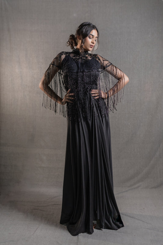 Midnight Fringe Gown