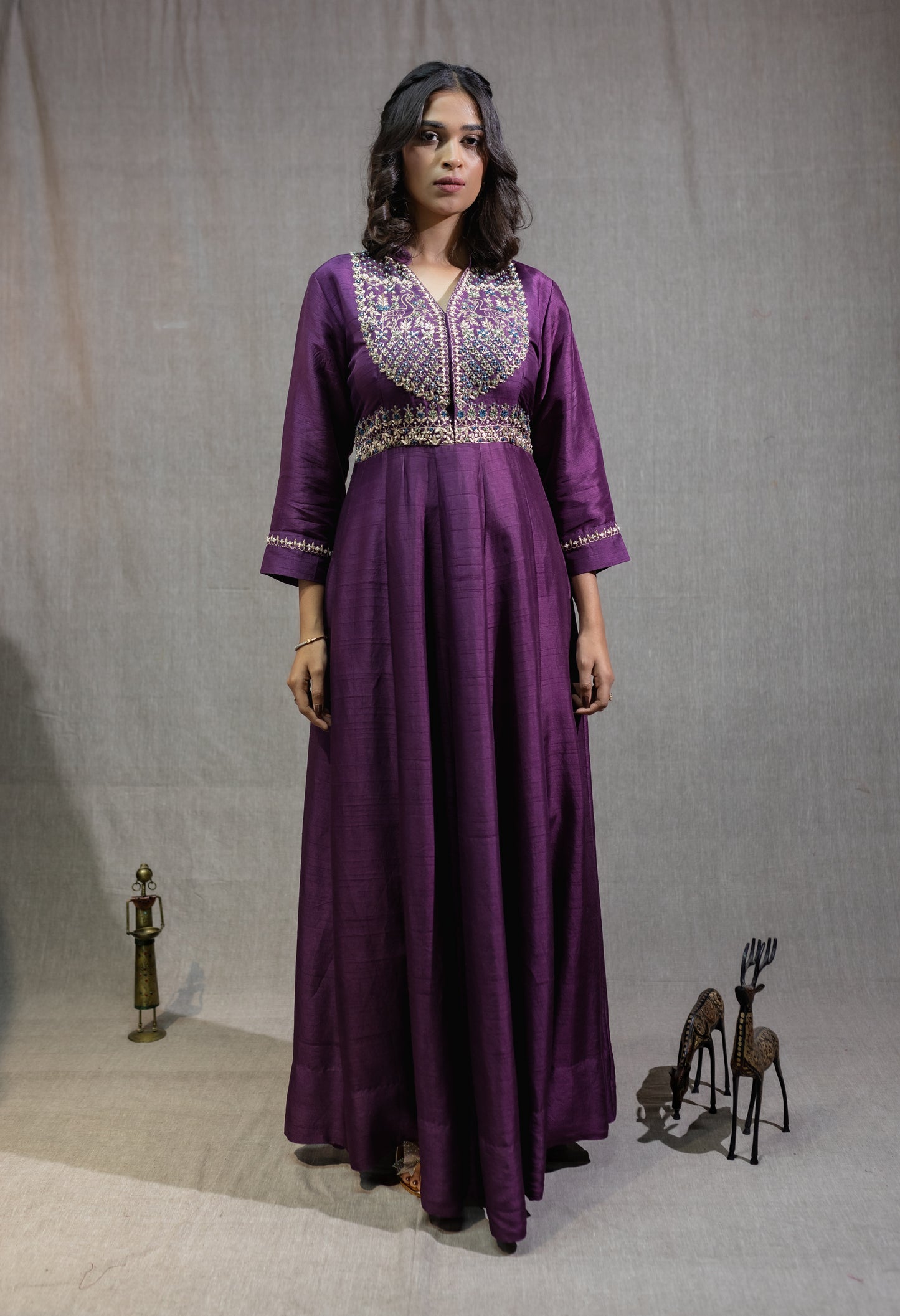 Royal Plum Semi Tussar Gown