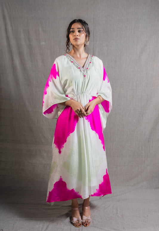 Ivory Bloom Shibori Kaftan